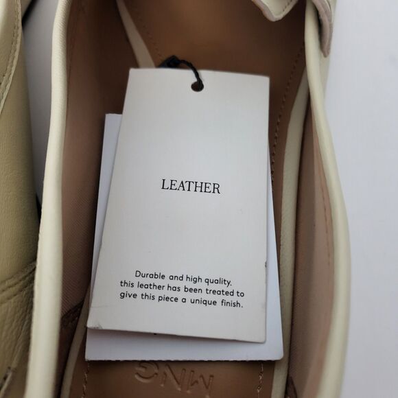 NWT MANGO Leather Moccasins Womens 9 EU 40 Beige Tassels Loafers MNG - Picture 5 of 9